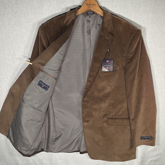 NWT Saddlebred Two Button Cotton Blazer Brown Corduroy Sport Coat Jacket 44R - Picture 4 of 9